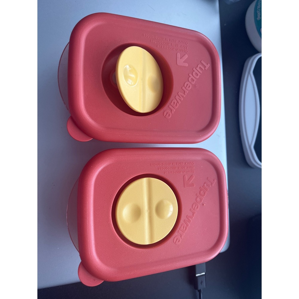 Tupperware CrystalWave Red 1 Cup 260ml Microwave Reheatable Containers Set of 2